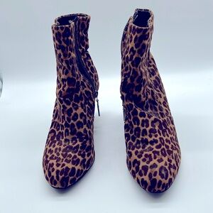 Ladies Faux Suede Leopard Print ankle boots,